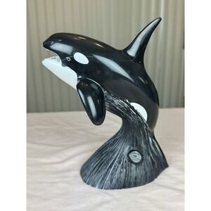 Cook Company  Black Onyx Orca Whale Sculpture 8x6x4. Killer Whale.